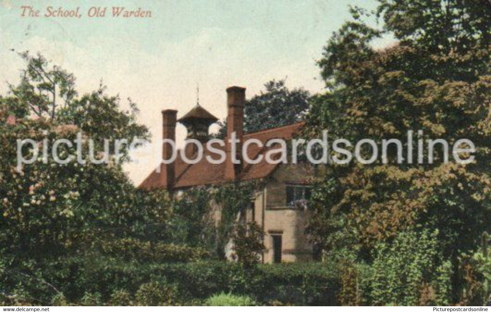 THE SCHOOL OLD WARDEN OLD COLOUR POSTCARD BEDFORDSHIRE - Other & Unclassified