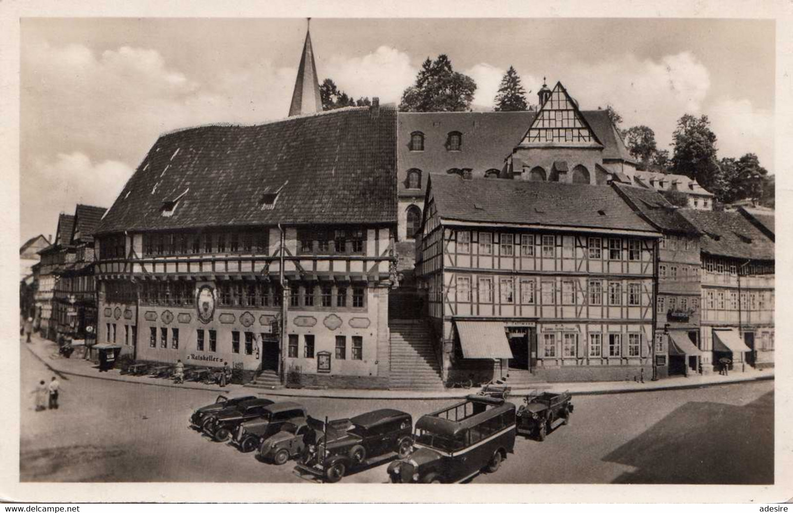 STOLBERG Harz - Markt, Alte Autos, Fotokarte, 12 Pfg Marke, Sonderstempel ... - Stolberg