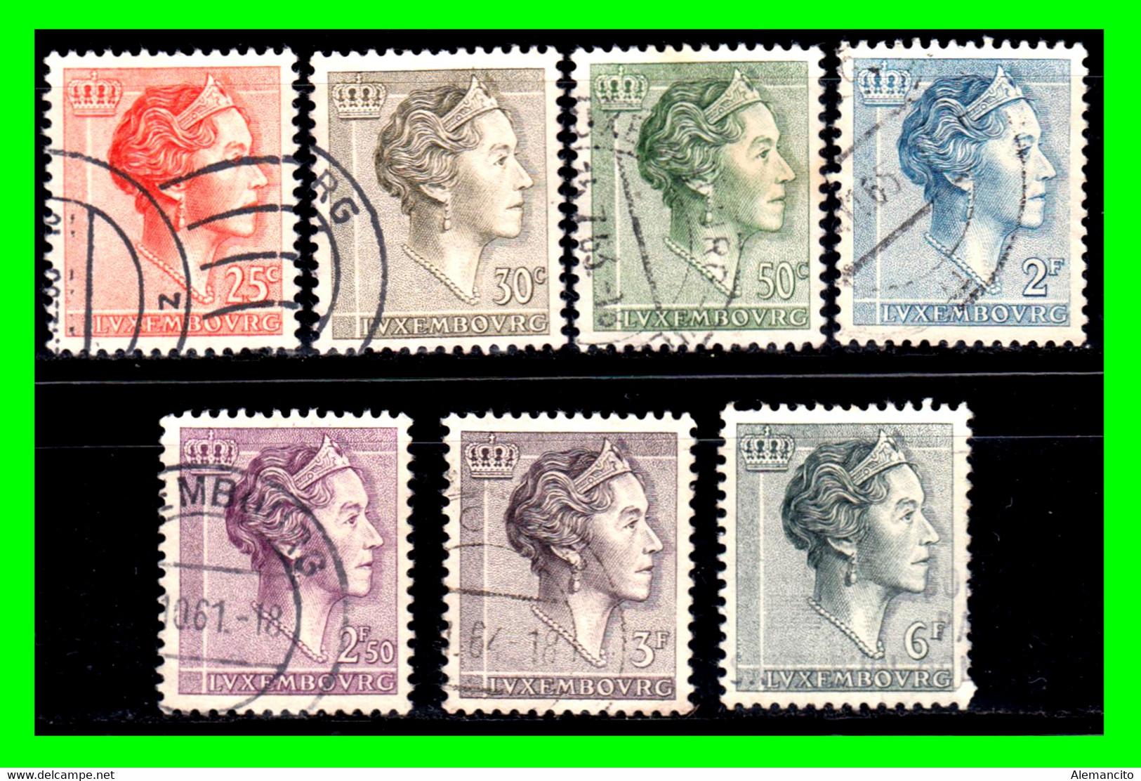 LUXEMBURGO (EUROPA) LOTE SELLOS DEL AÑO 1961 GRAN DUQUESA CARLOTA DIFERENTES VALORES - 1960 Charlotte, Tipo Diadema