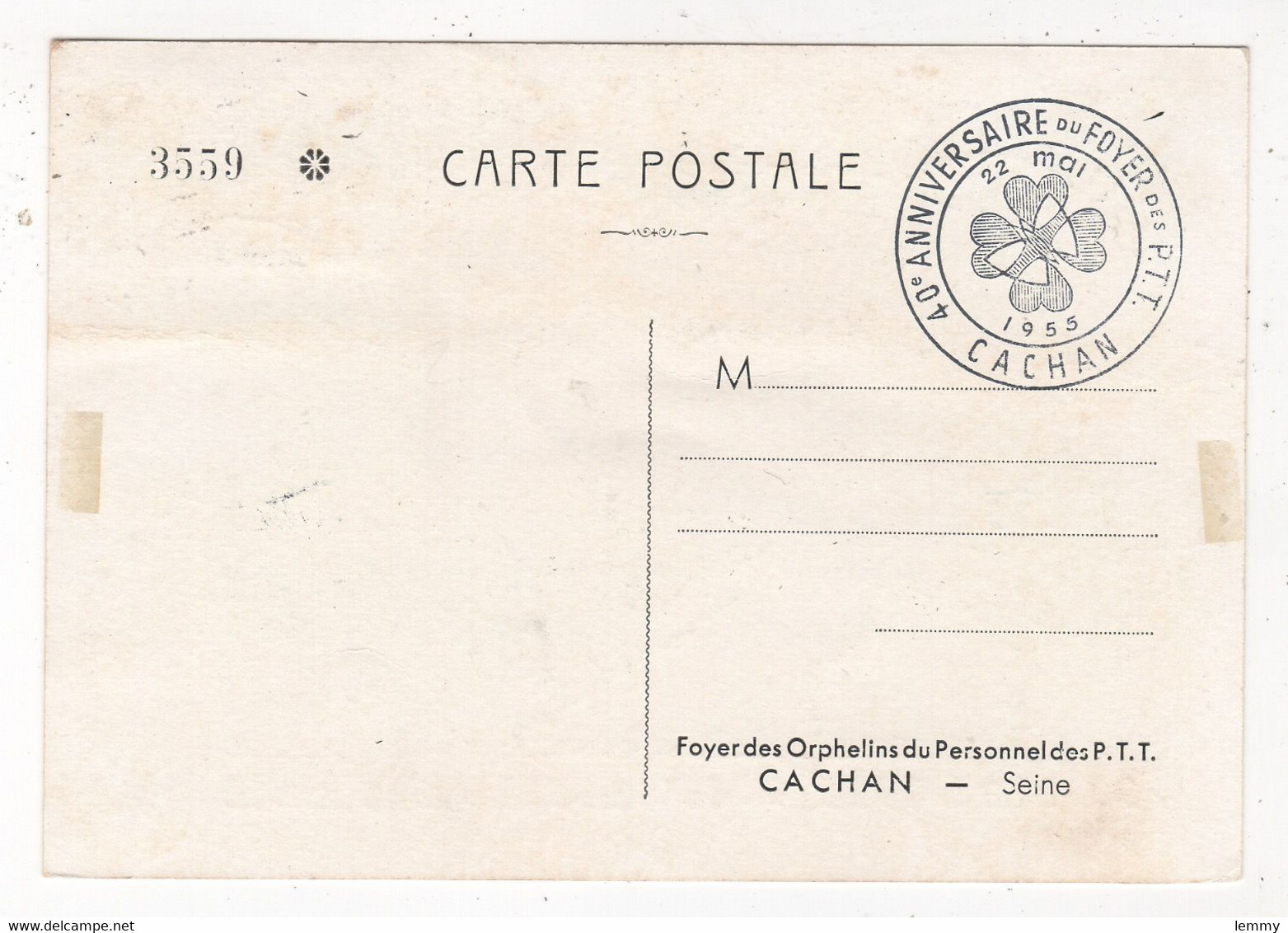 CACHAN -  FOYER DES ORPHELINS DES P.T.T. -  SOUVENIR CAMPS DE DEPORTATION -  1955 - Poste & Facteurs