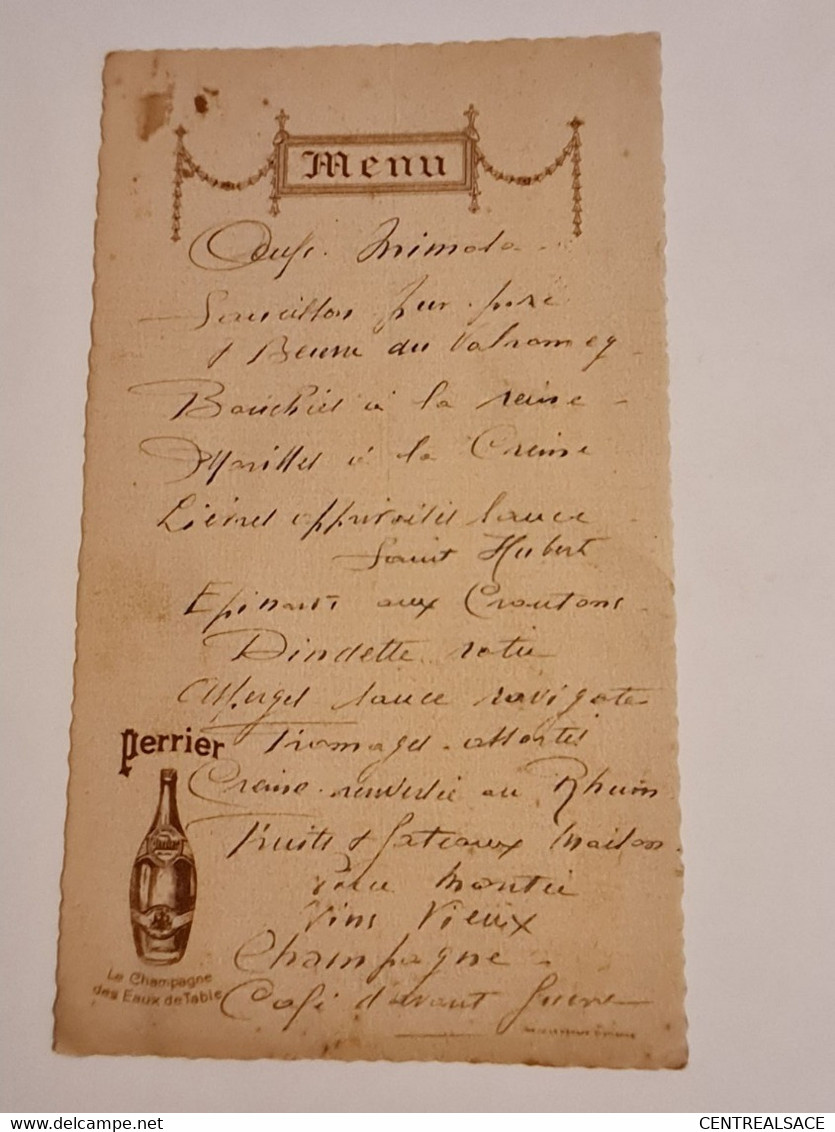 Carte  MENU 1er  COMMUNION GIRARD MONIQUE 1985 PUB PIERRE Le Champagne Des Eaux De Table - Menus