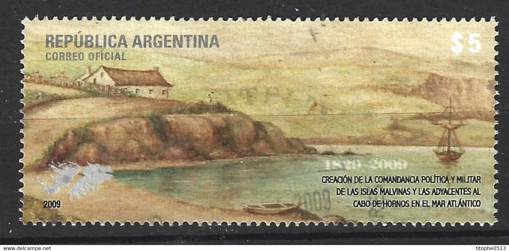 ARGENTINE. Timbre Oblitéré De 2009. Vue Des Malouines. - Altri & Non Classificati