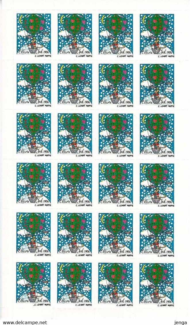 Denmark; Local Christmas Seals - Elleore, 1986, Full Sheet;  MNH(**), Not Folded, - Feuilles Complètes Et Multiples