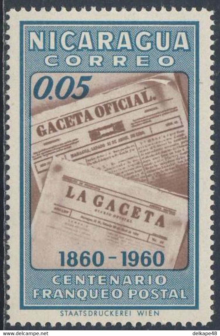 Nicaragua 1961 Mi 1293 YT 857 SG 1439 ** Cent. Regulation Of Postal Rates - Official Gazettes / Newspapers / Zeitung - Autres & Non Classés