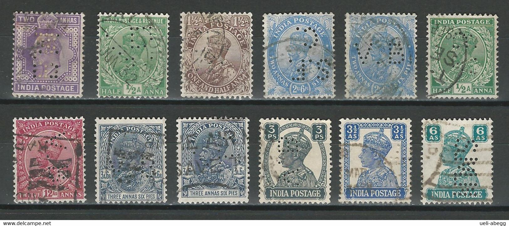 India 12 Perfins - Other & Unclassified