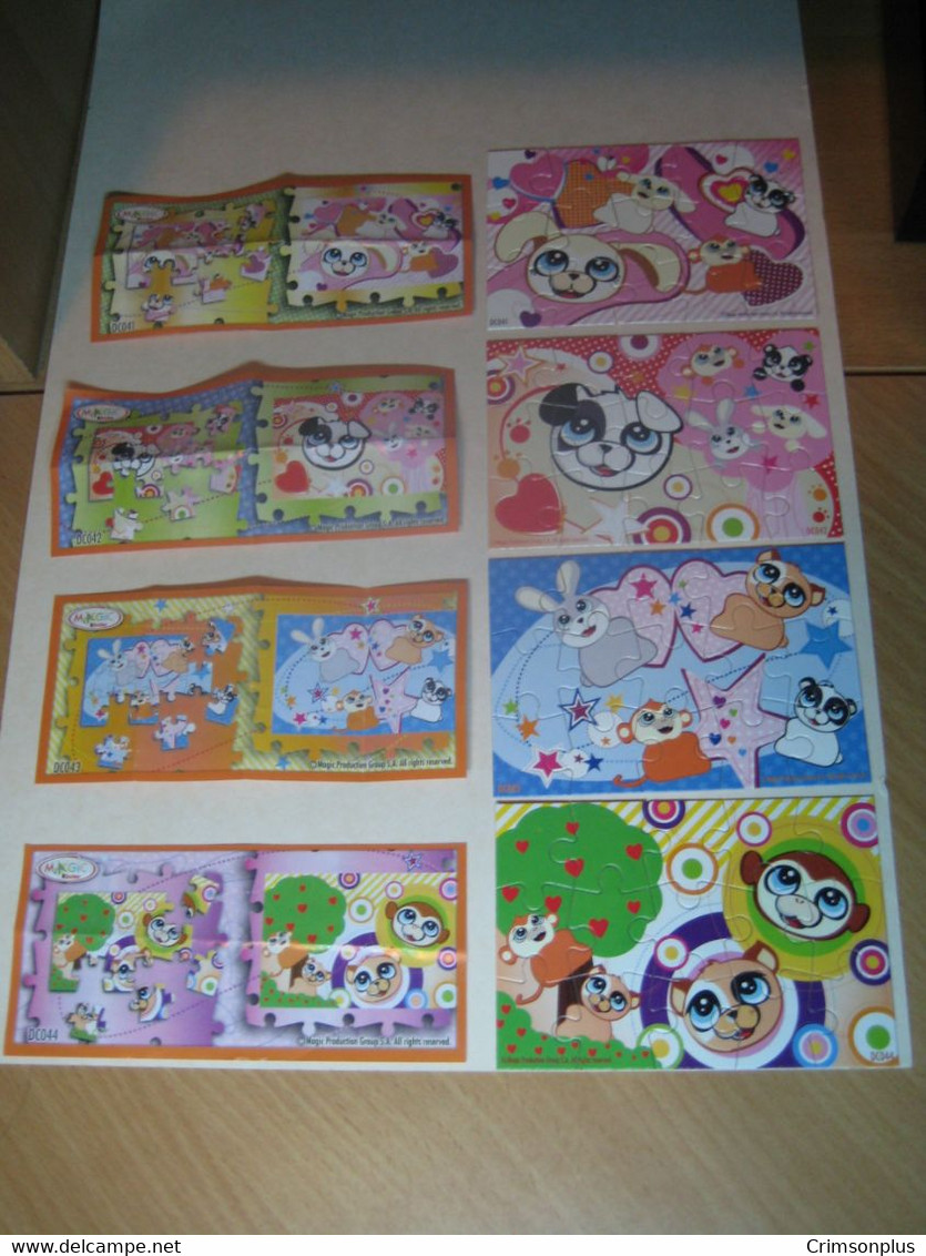 2011 Ferrero - Kinder Surprise - DC041, DC042, DC043 & DC044 - Mixart - Puzzles - Complete Set + 4 BPZ's - Monoblocchi