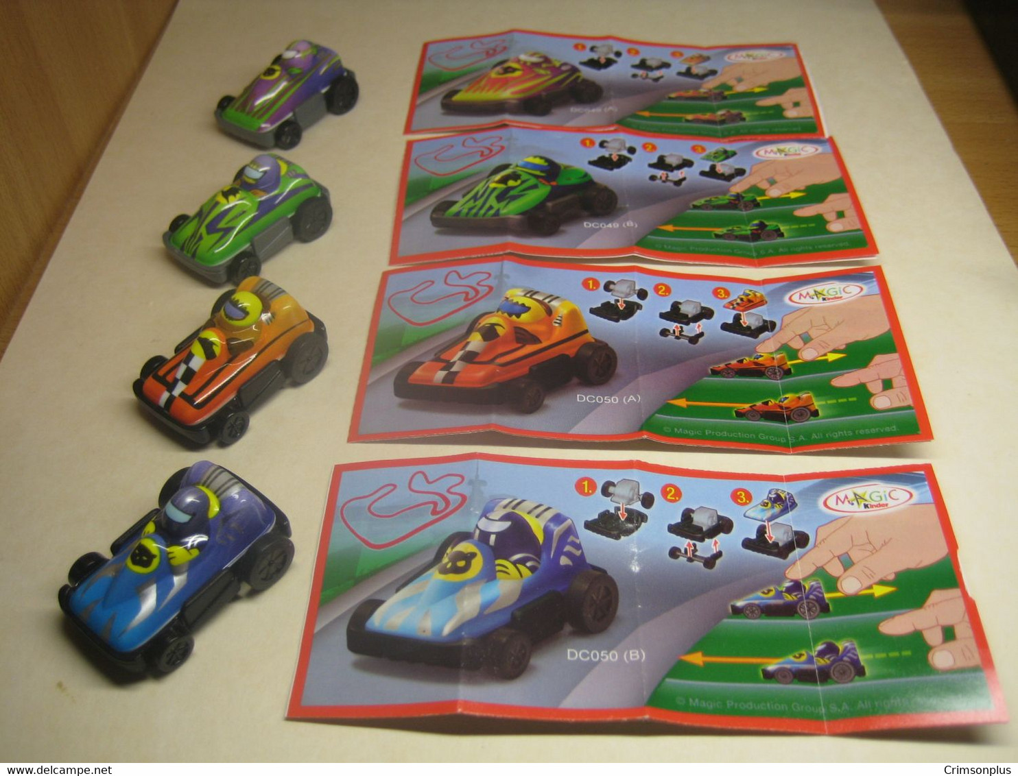 2012 Ferrero - Kinder Surprise - DC049A, DC049B, DC050A & DC050B - Sprinty - Race Cars - Complete Set + 4 BPZ's - Monoblocchi