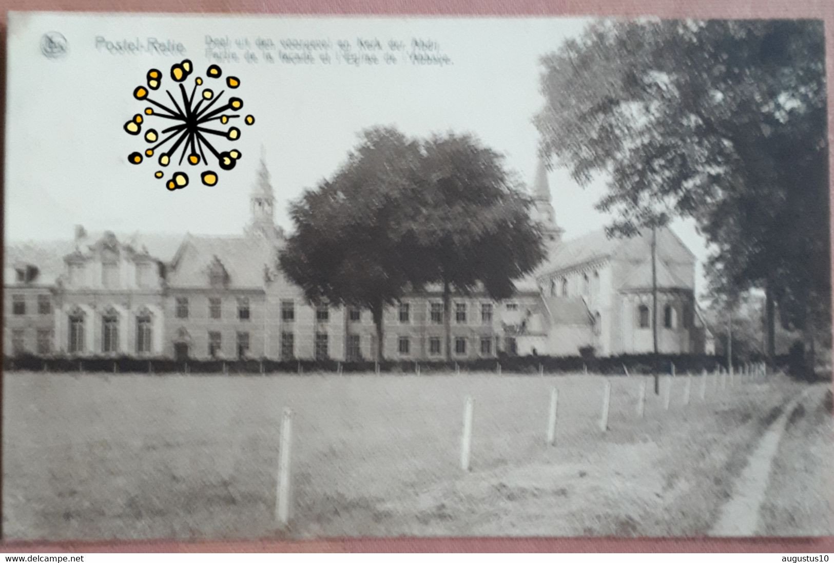 POSTEL-Retie : Oude Postkaart 1935 Voorgevel Der Kerk En ABDIJ Gelopen Met  Zegel 35 Ct . - Retie