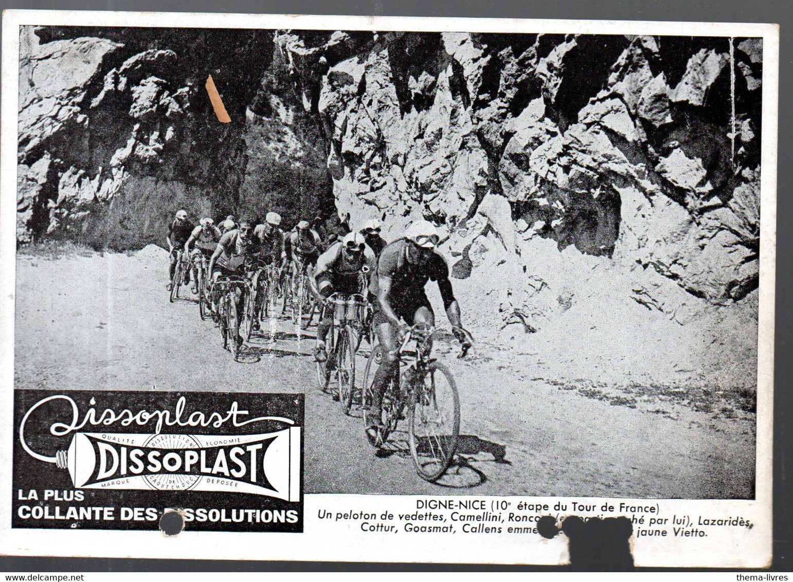 (cyclisme Tour De France 1947) Photo Offerte Par DISSOPLAST  10e Etape Digne-Nice : Lazarides, Vietto Etc  (M5324) - Cyclisme