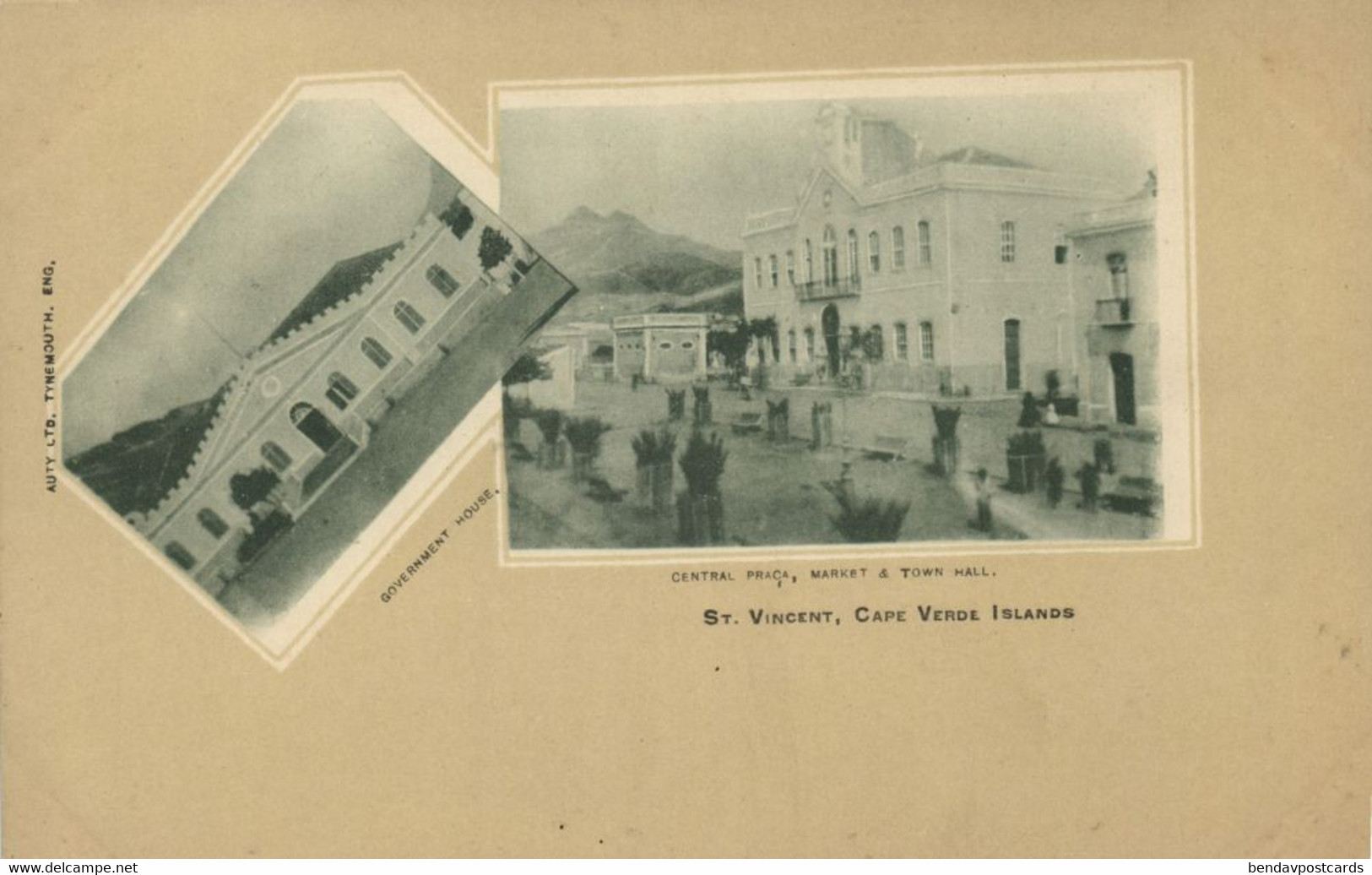 Cape Verde, SÃO VICENTE, Central Praça, Market, Town Hall (1900s) Postcard - Cap Vert