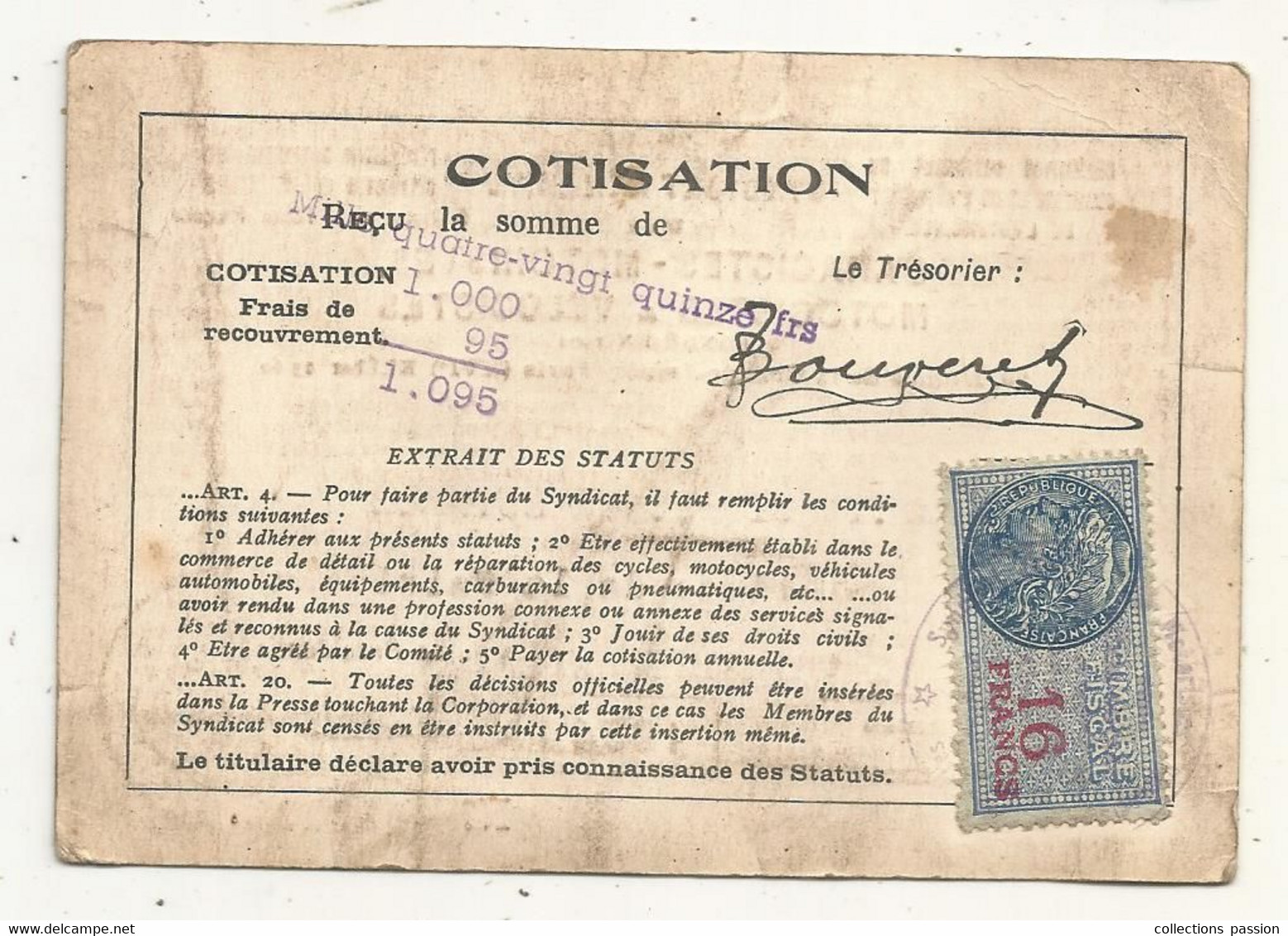 Carte De Membre, Syndicat  Des Garagistes-Motoristes, Motocistes Et Vélocistes,Paris, 1954 - Membership Cards