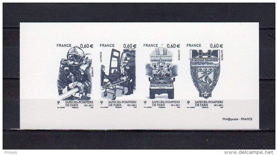 " SAPEURS-POMPIERS DE PARIS " Sur Gravure Officielle De 2011 N° YT 4583 4584 4586 4587  En PARFAIT état ! - Firemen