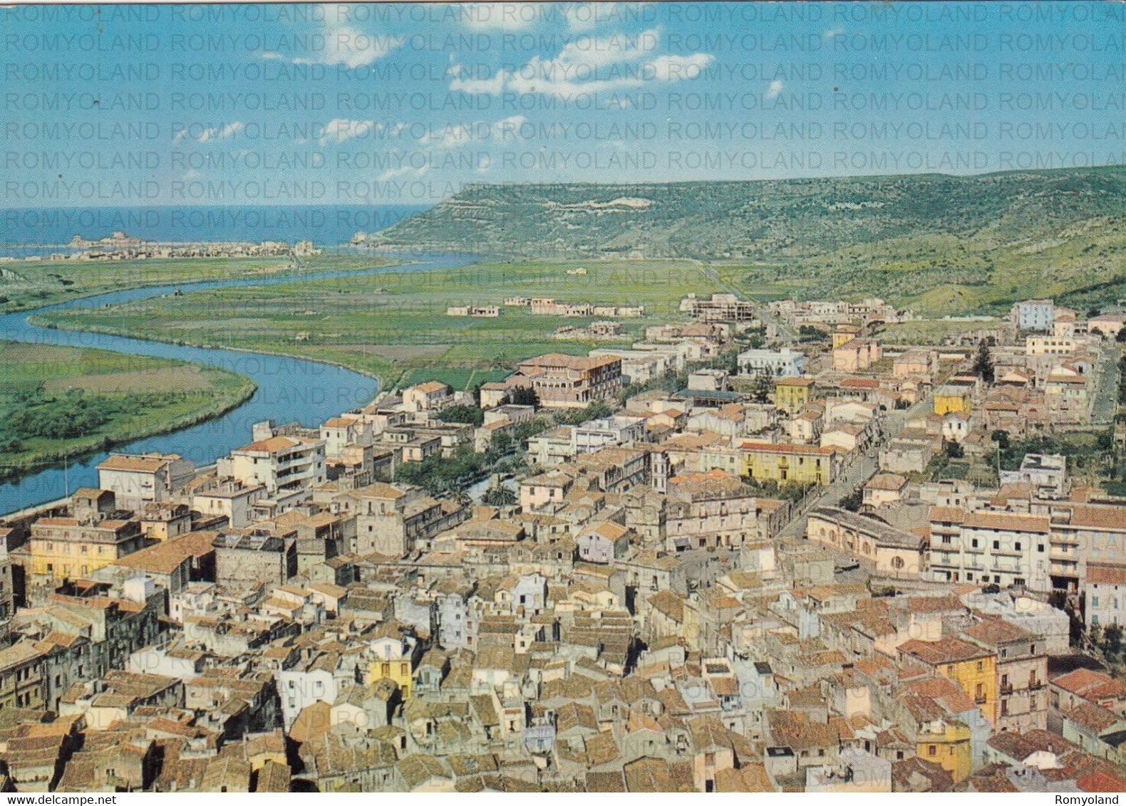 CARTOLINA  BOSA,ORISTANO,SARDEGNAPANORAMA PARZIALE E LUNGO TEMO-MARE,SOLE,ESTATE,VACANZA,BELLA ITALIA,VIAGGIATA 1973 - Oristano