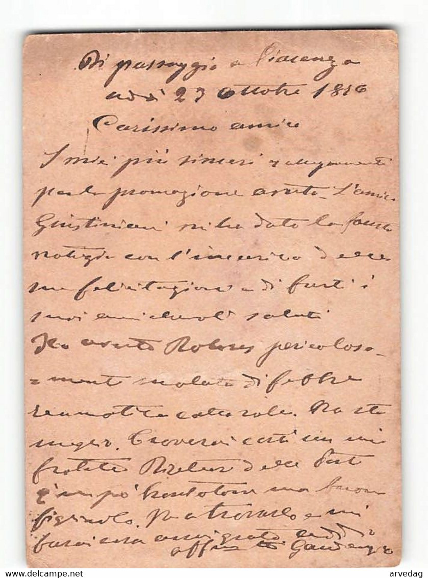 AG-B177  PIACENZA X SCIACCA - 1876 - Interi Postali