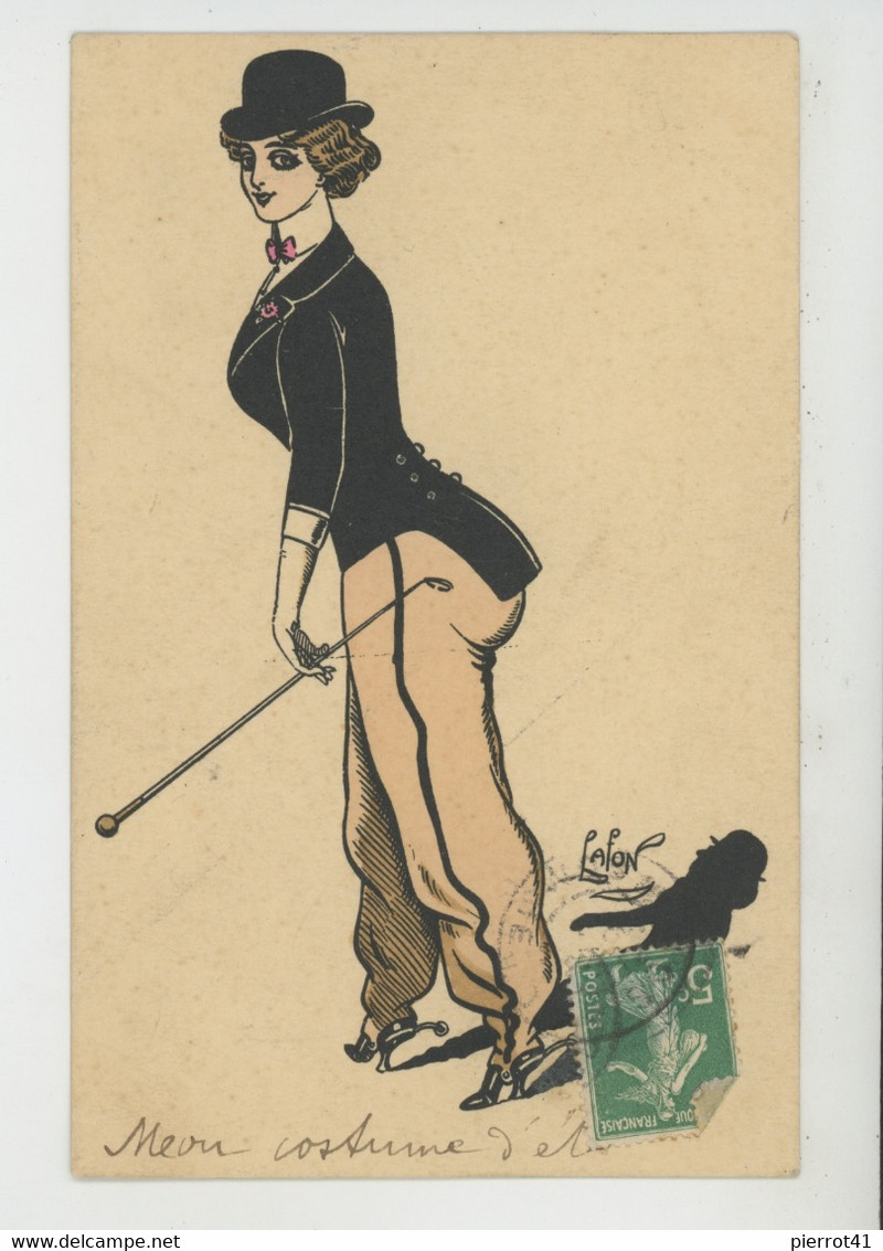 FEMMES - FRAU - LADY - MODE - Jolie Carte Fantaisie Femme  Avec Cravache - Signée LAFON - Mode