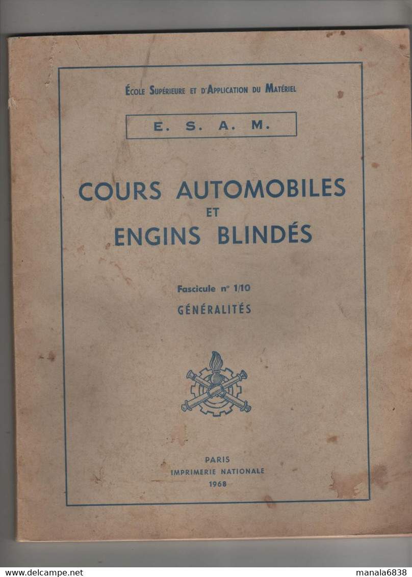 ESAM Cours Automobiles Et Engins Blindés 1968 - Other & Unclassified