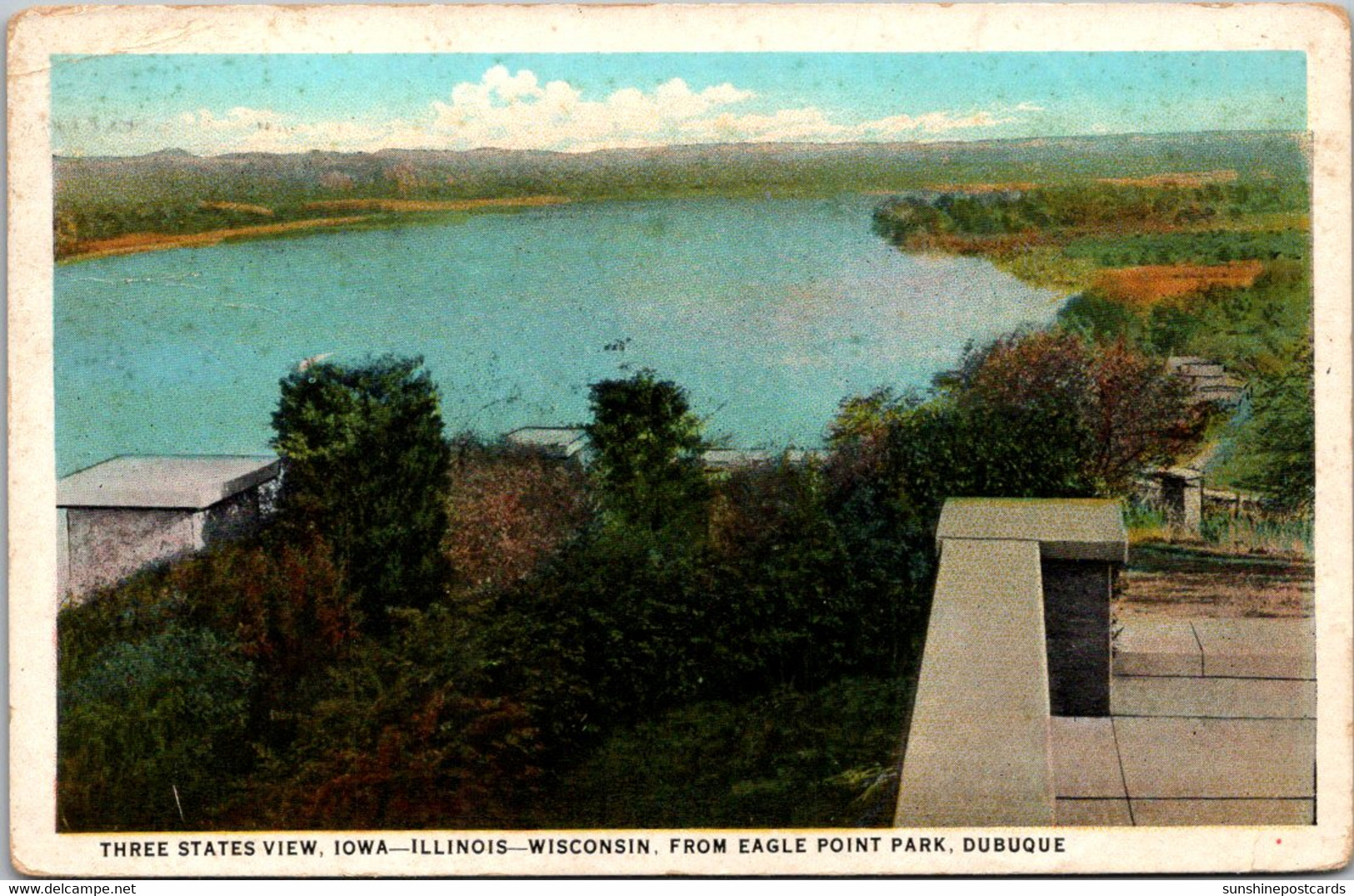 Iowa Dubuque Three States View From Eagle Point Park 1934 Curteich - Dubuque