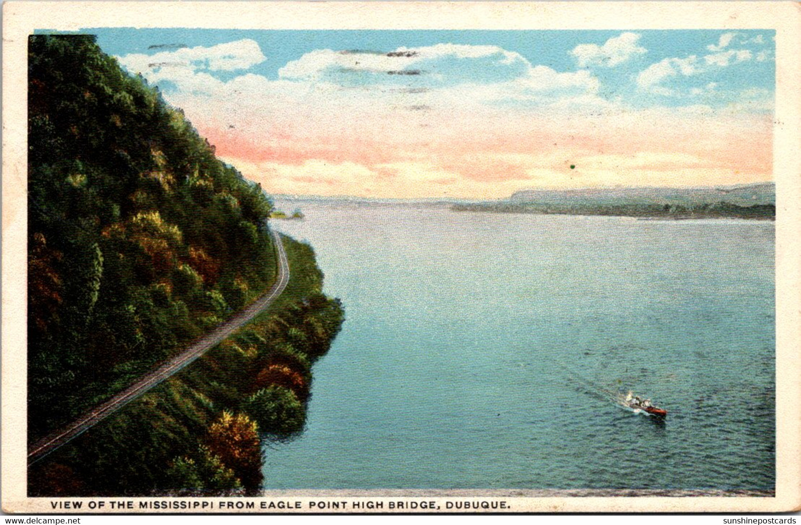 Iowa Dubuque View Of Mississippi River From Eagle Point High Bridge 1918 - Dubuque