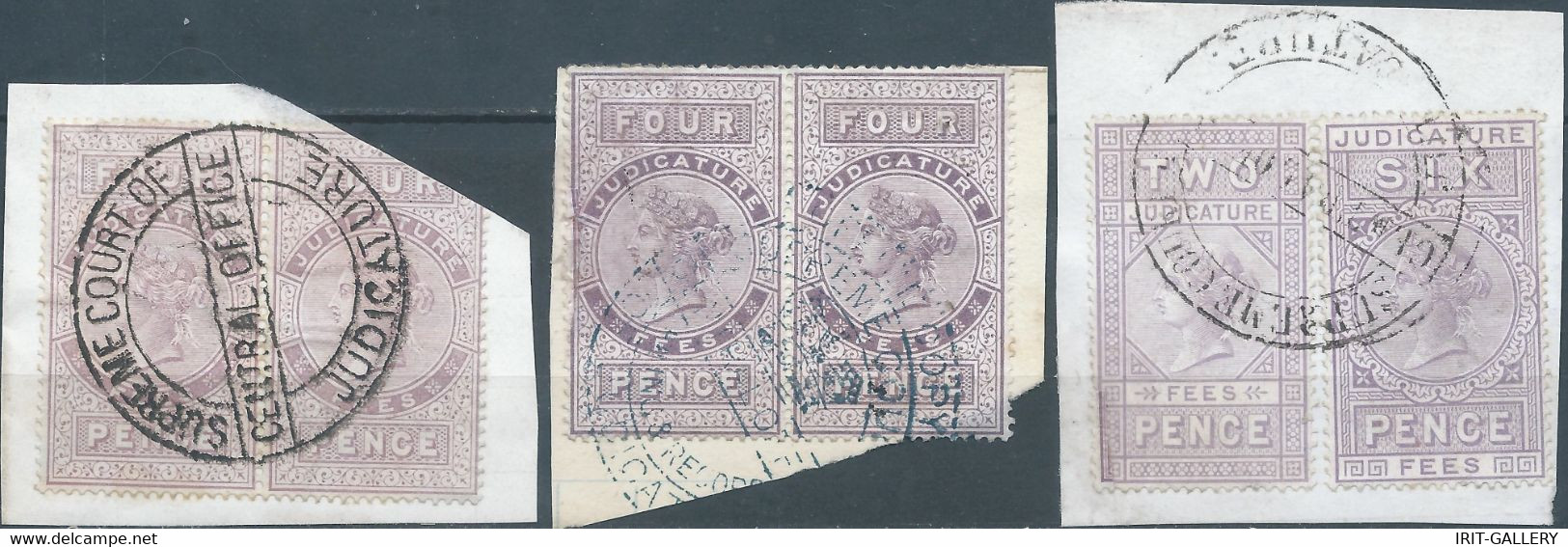 Great Britain-ENGLAND,1880-1900 Revenue Stamps Tax Fiscal,JUDICATURE FEES,2 - 4 - 6 Pence,small Flaws !! - Fiscale Zegels