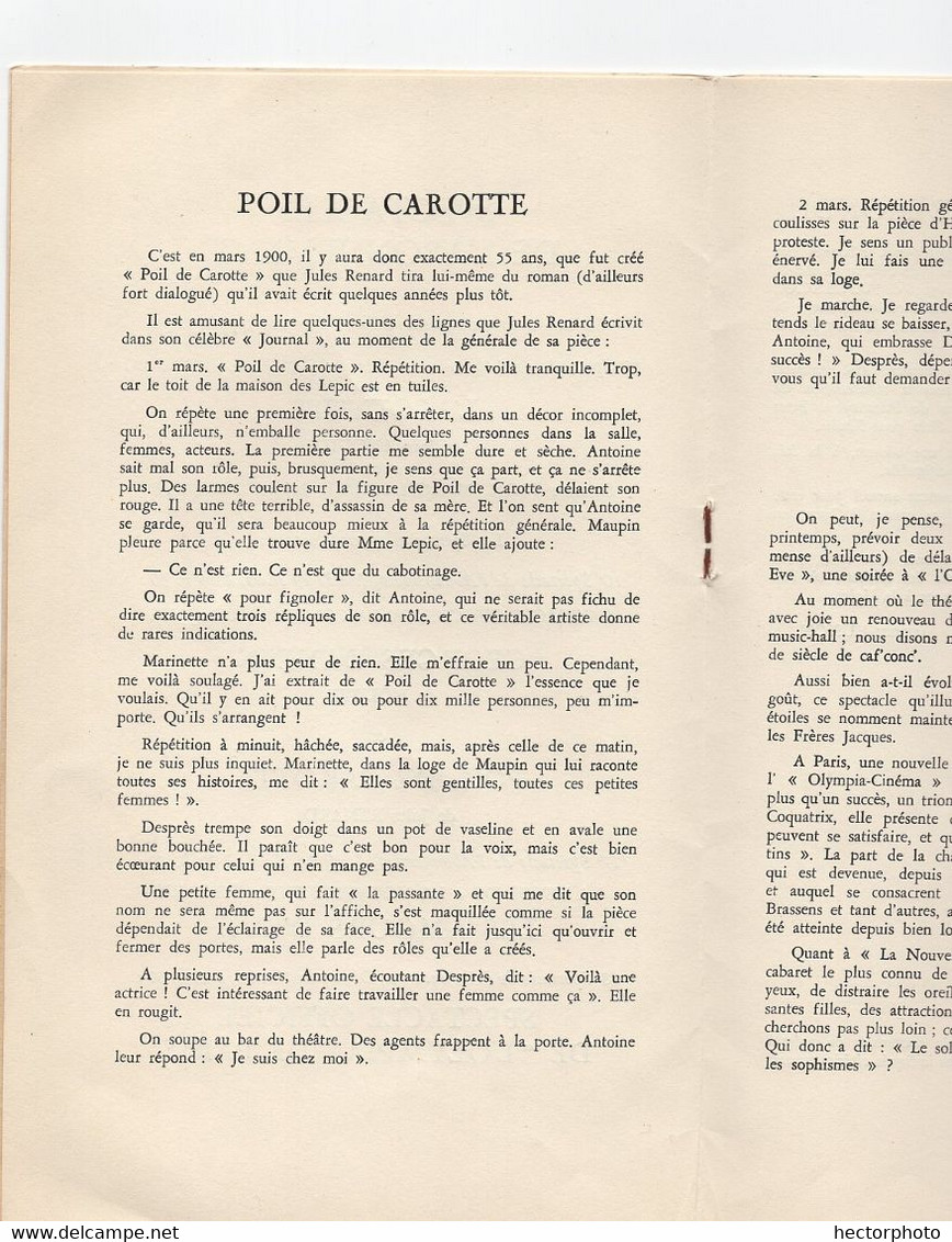 Superbe THEATRE CAHIERS DES CELESTINS Programme LYON 1955 Publicité TBE 12p Dont Calque Spectacle - Programme