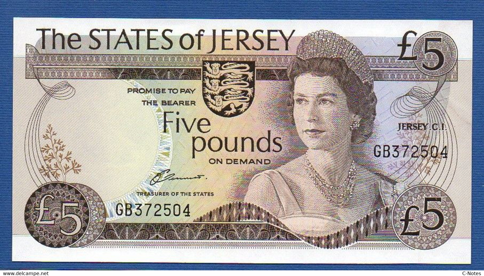 JERSEY - P.12a – 5 POUNDS ND (1976)  UNC-, S/n GB372504 - Jersey