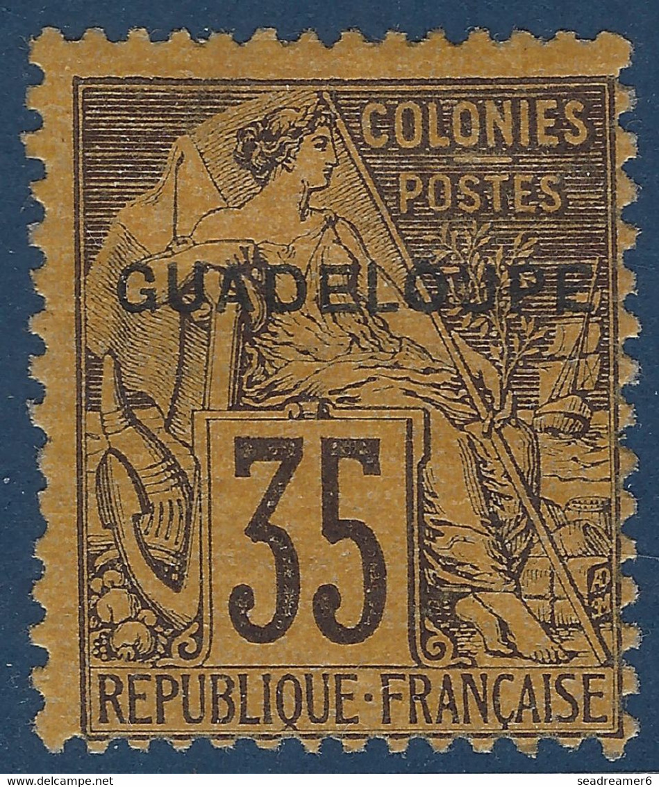 France Colonies Guadeloupe N°23* 35c Violet Noir Sur Jaune Frais Signé A.BRUN - Neufs