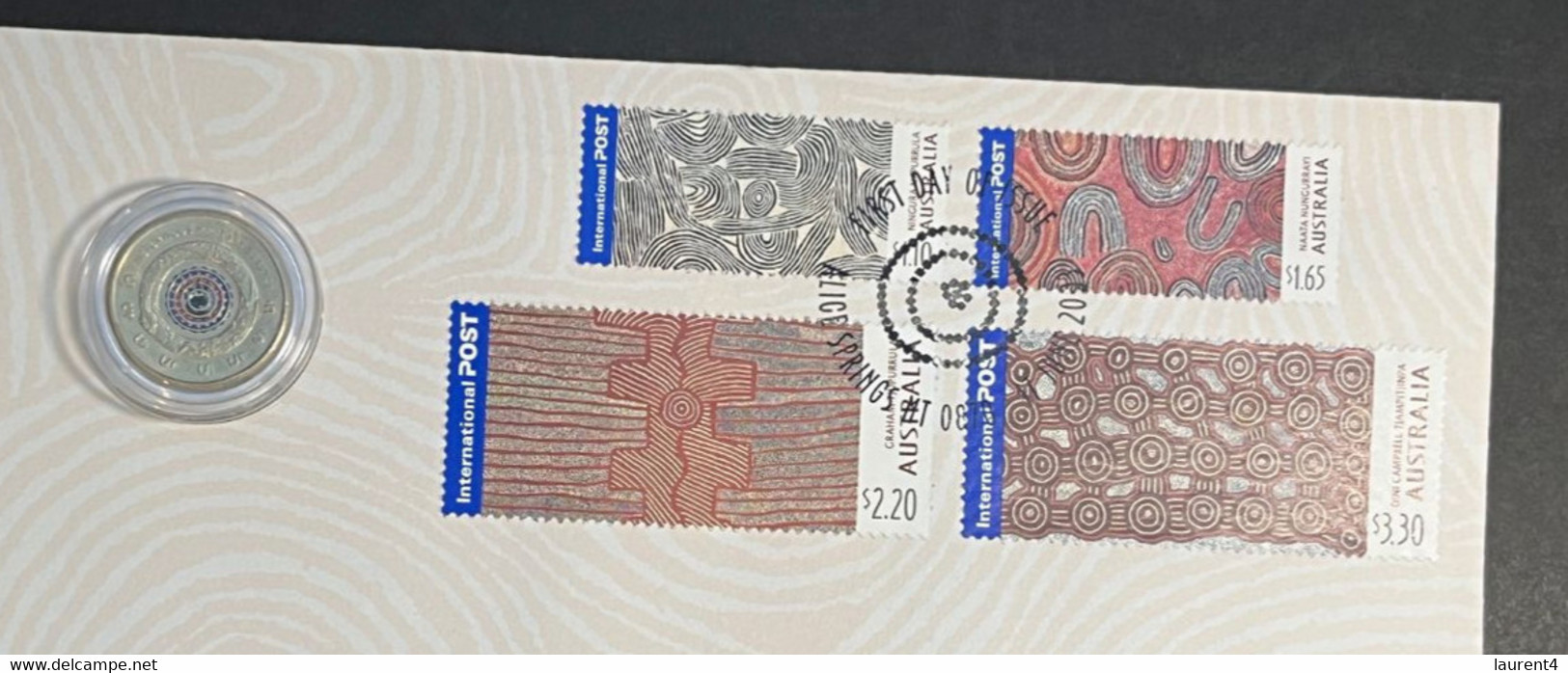 (1 Oø 5 A) Indigenous Australians, Long Standing Tradition Of Serving In Military (2021 $ 2.00 Coin) Art Of Papunya FDC - 2 Dollars