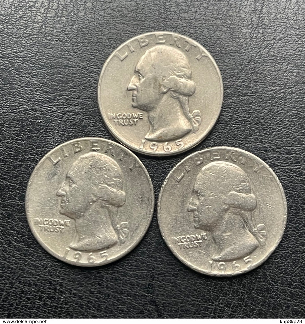 USA, Washington 3x Quarter 1965, Circulated - Autres – Amérique