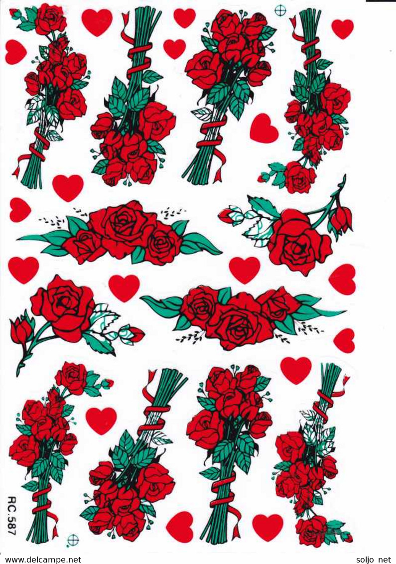 Blumen Rosen Aufkleber / Rose Flower Sticker A4 1 Bogen 27 X 18 Cm ST409 - Scrapbooking