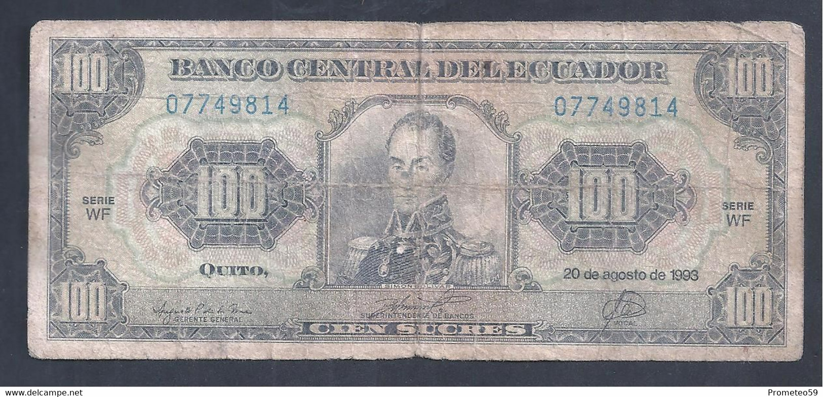Ecuador – Billete Banknote De 100 Sucres – Año 1993 - Equateur