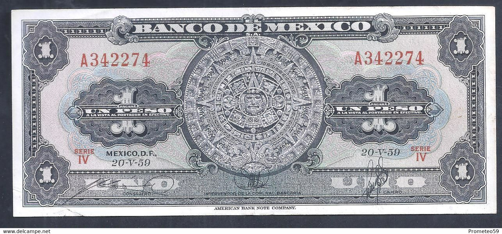 México – Billete Banknote De 1 Peso – Año 1959 - Mexico