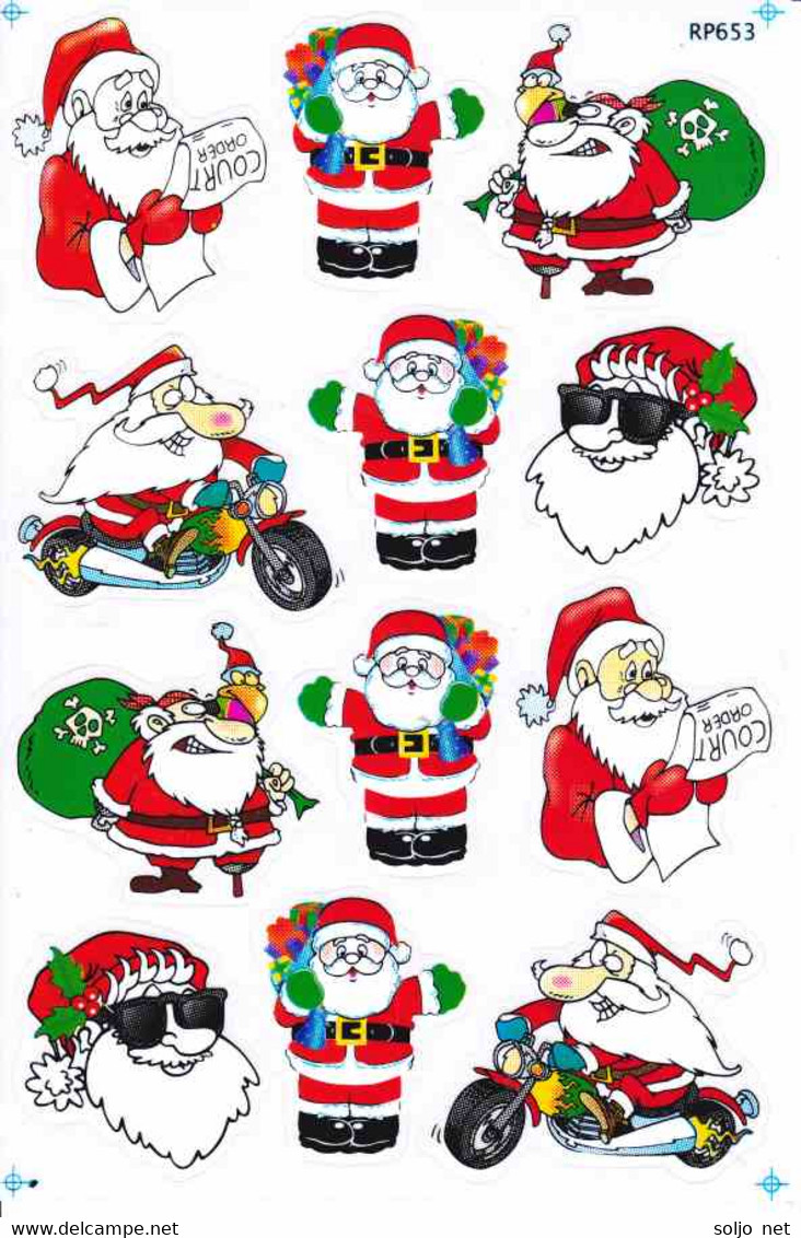 Weihnachten Weihnachtsmann Aufkleber / Santa Claus XMAS Sticker A4 1 Bogen 27 X 18 Cm ST290 - Scrapbooking