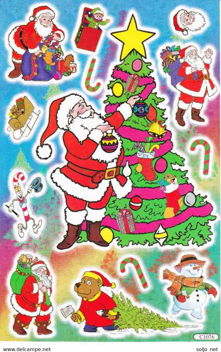 Weihnachten Weihnachtsmann Aufkleber / Santa Claus XMAS Sticker A4 1 Bogen 27 X 18 Cm ST305 - Scrapbooking