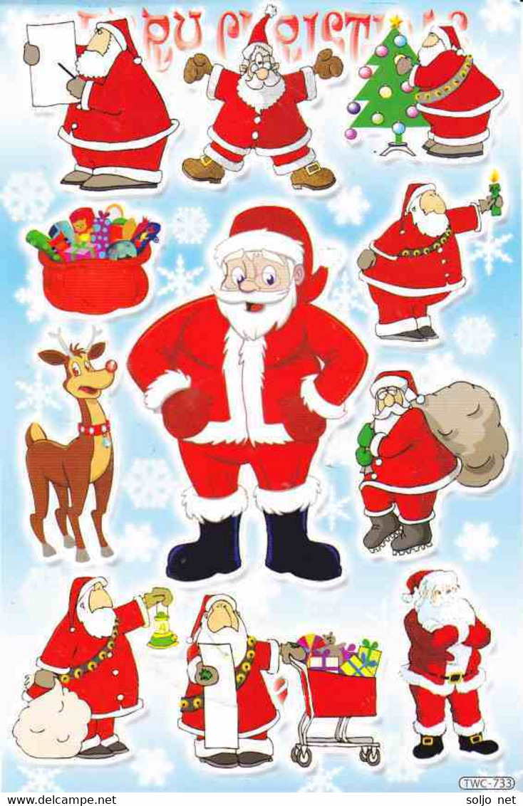 Weihnachten Weihnachtsmann Aufkleber / Santa Claus XMAS Sticker A4 1 Bogen 27 X 18 Cm ST461 - Scrapbooking