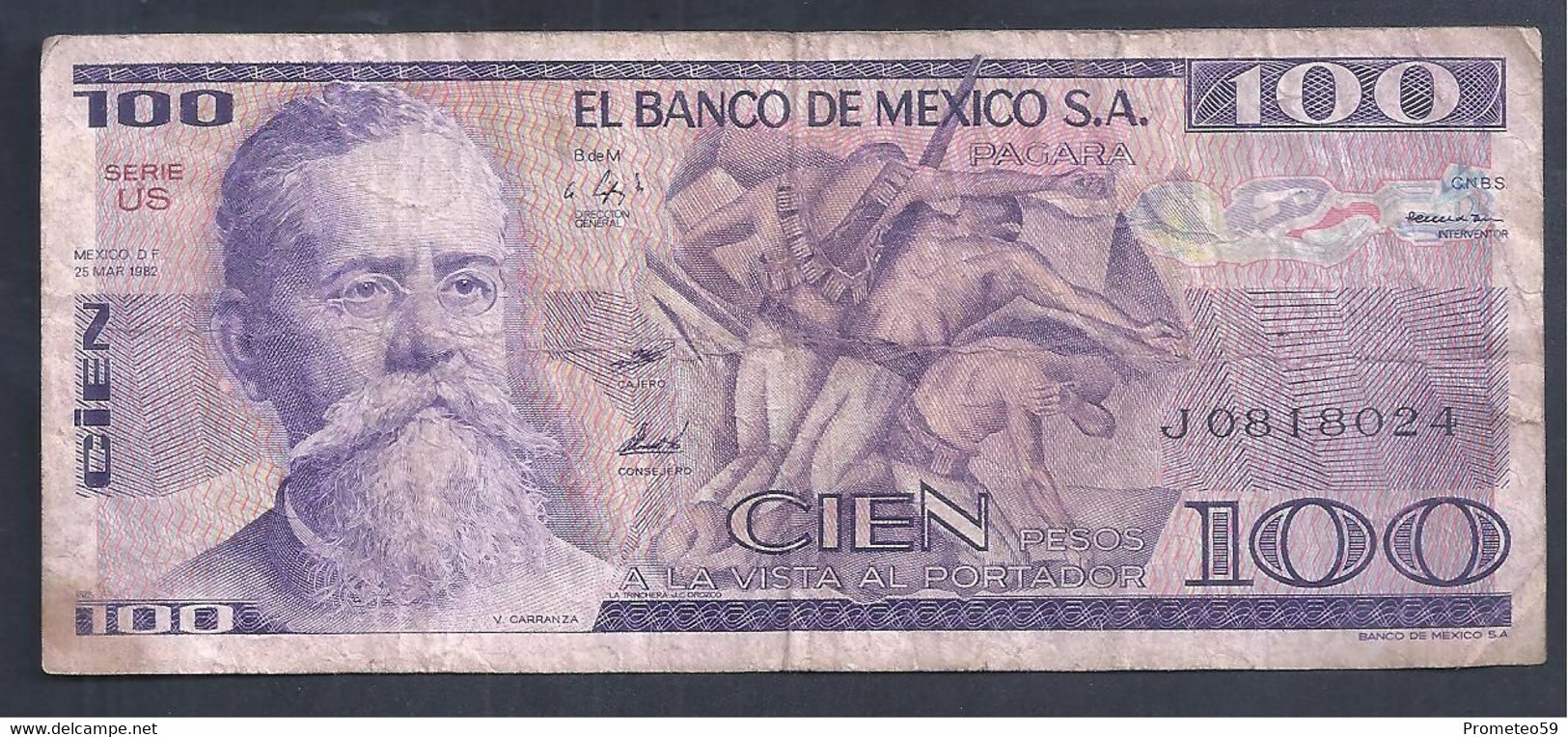 México – Billete Banknote De 100 Pesos – Año 1982 - Mexico