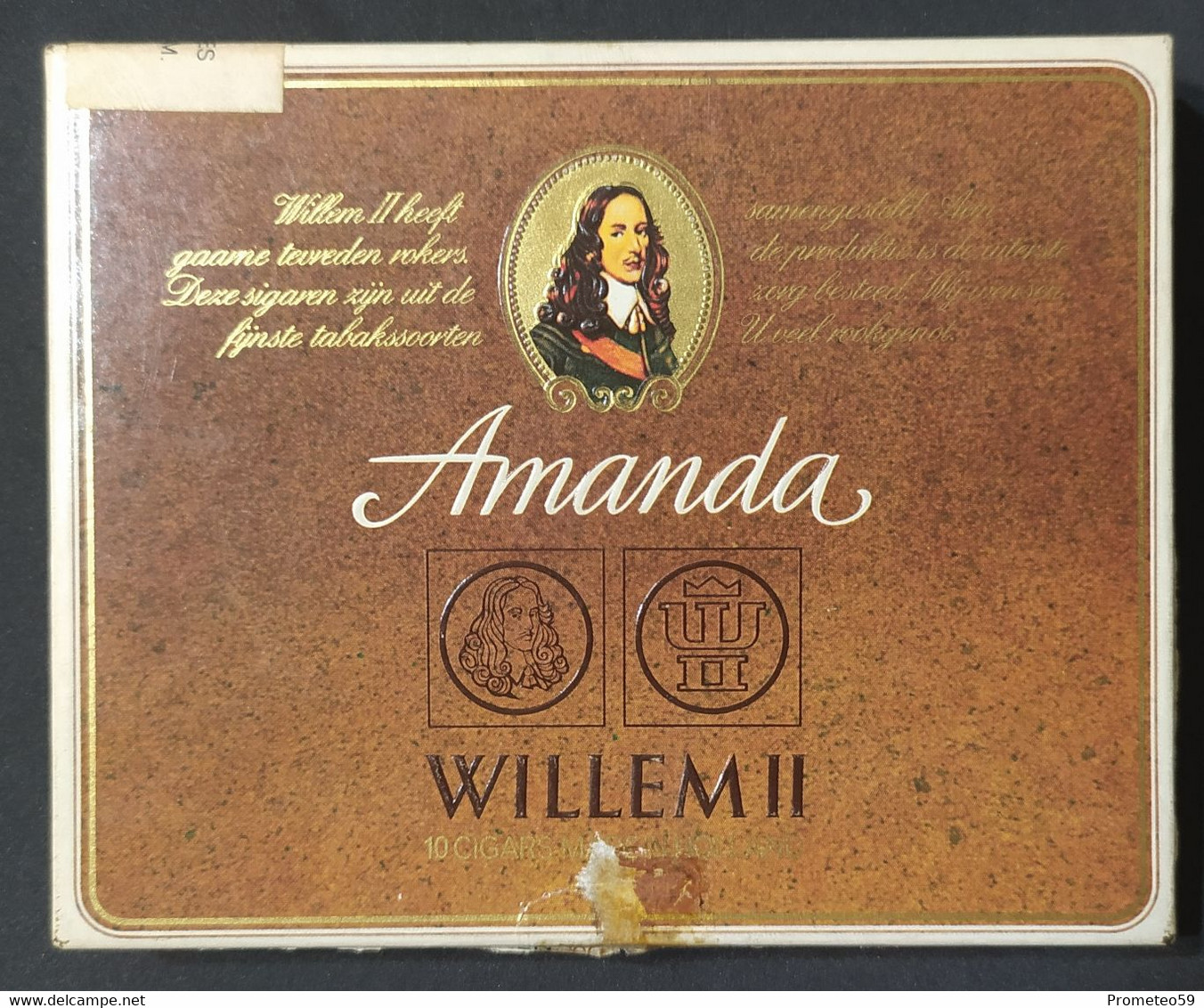 Caja Vacía De Habanos Amanda De Willem II De 10 Cigarros - Made In Holland - Boites à Tabac Vides