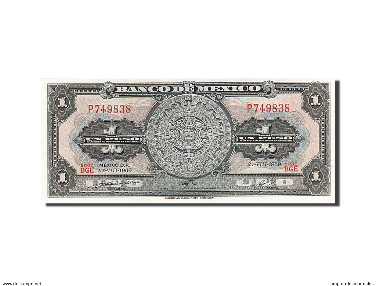 Billet, Mexique, 1 Peso, 1969, 1969-08-27, NEUF - Mexico