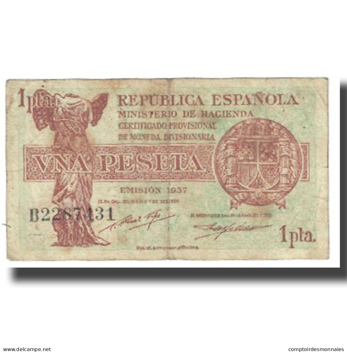 Billet, Espagne, 1 Peseta, 1937, KM:94, TB - 1-2 Pesetas