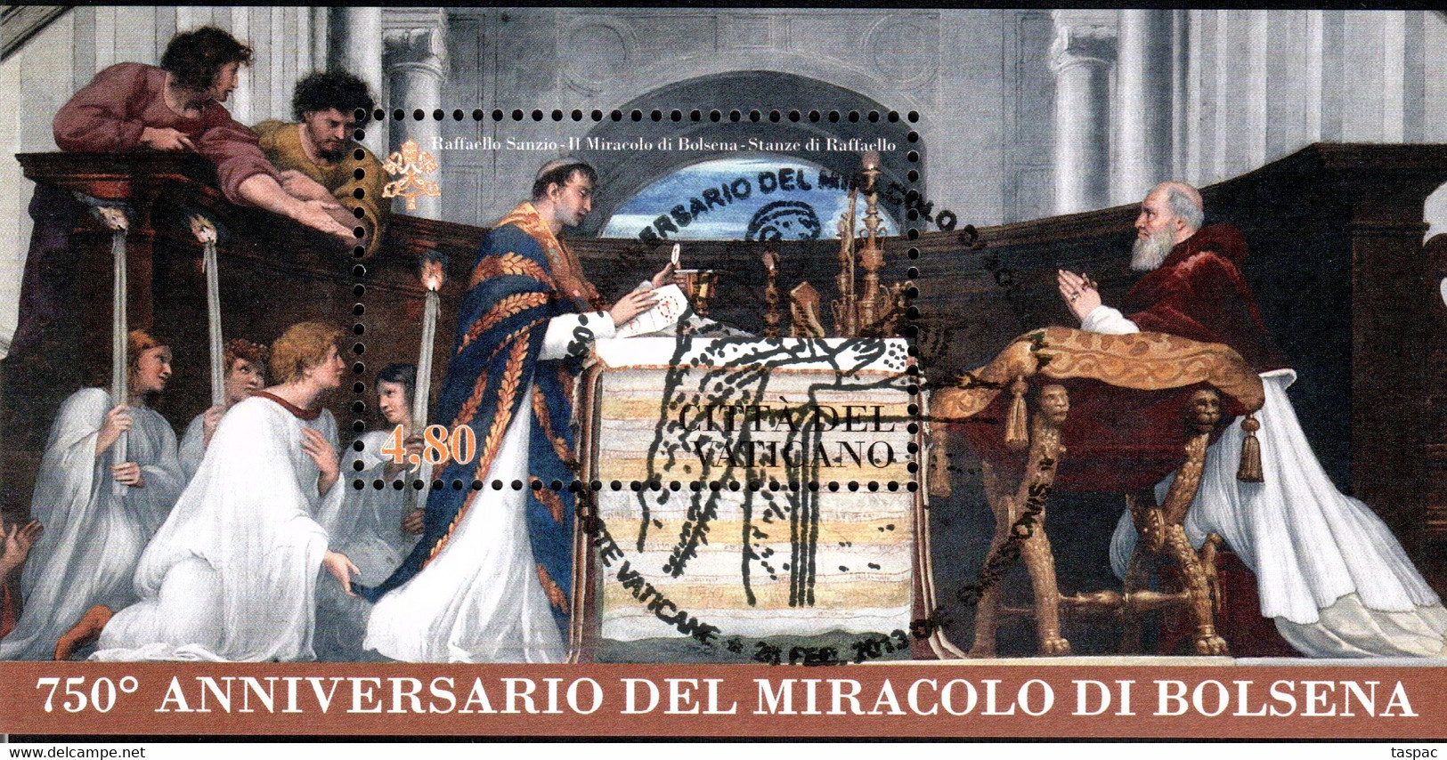 Vatican 2013 Mi# Block 40 Used - 750th Anniversary Of The Miracle Of Bolsena - Oblitérés