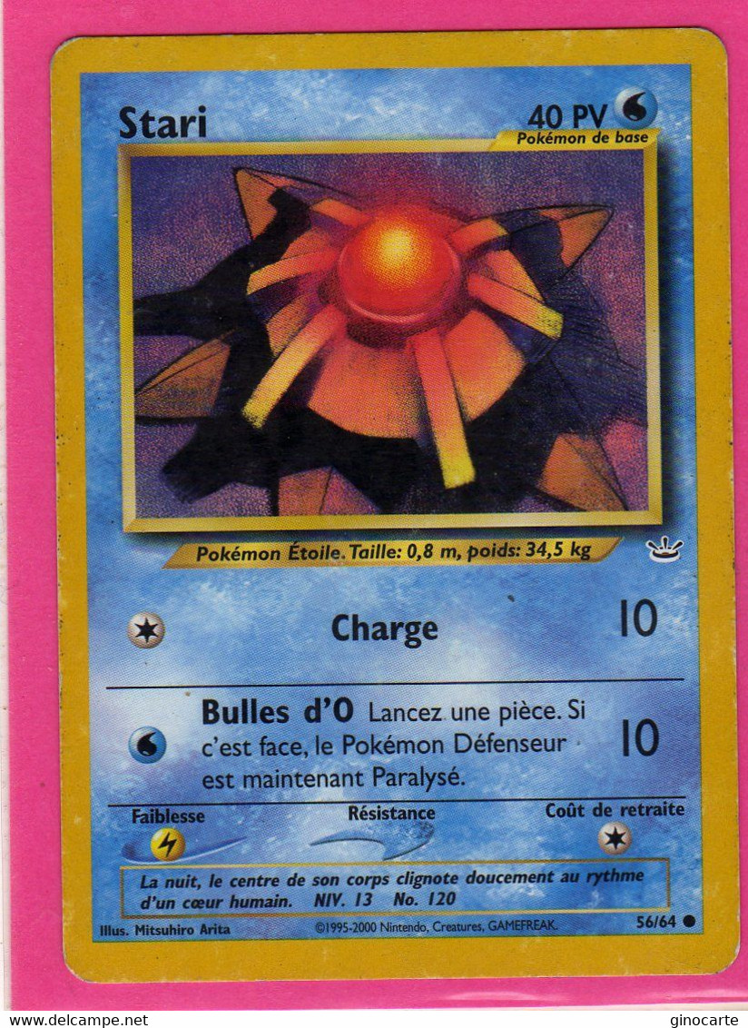 Carte Pokemon Francaise 1995 Wizards Neo Revolution 56/64 Stari 40pv Occasion - Wizards