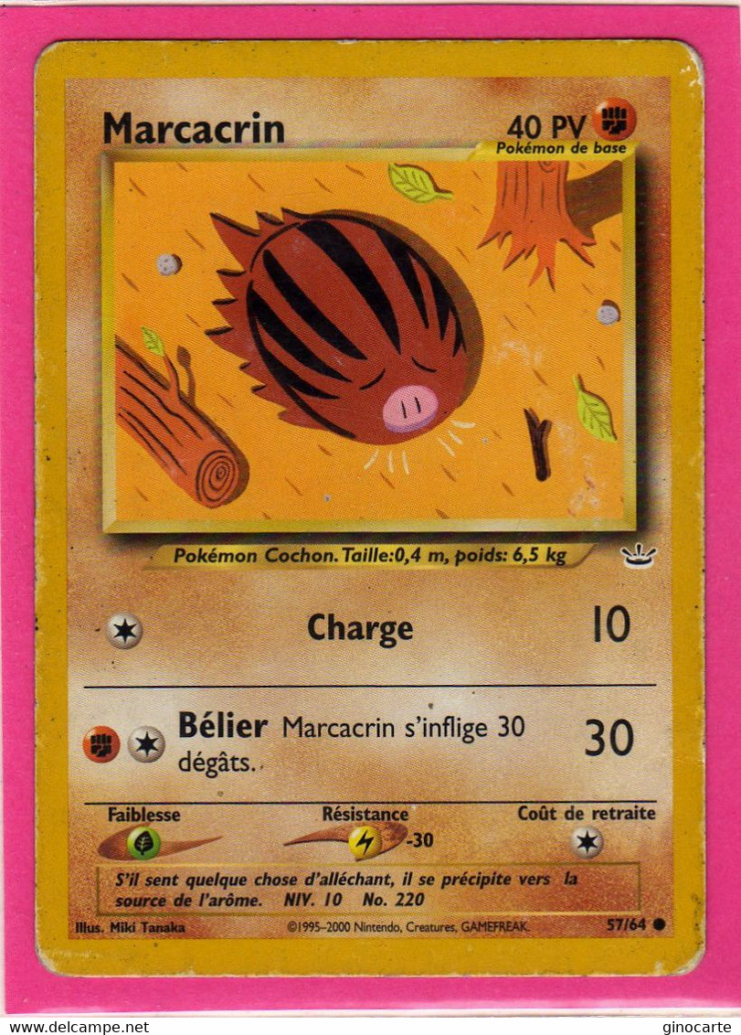 Carte Pokemon Francaise 1995 Wizards Neo Revolution 57/64 Marcacrin 40pv Occasion - Wizards