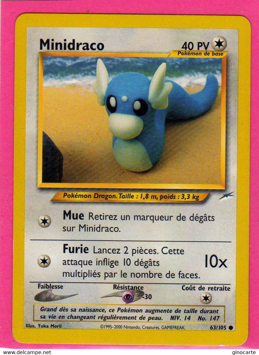 Carte Pokemon Francaise 1995 Wizards Neo Destiny 63/105 Minidraco 40pv Bon Etat - Wizards