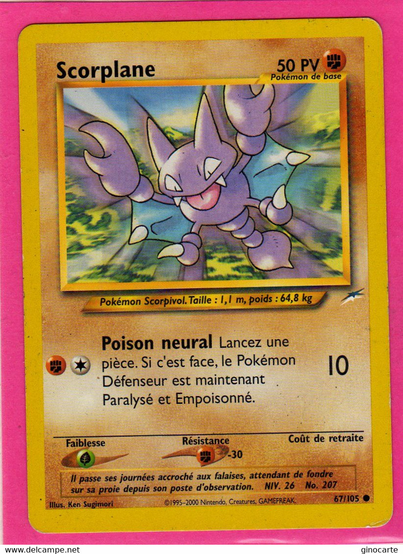 Carte Pokemon Francaise 1995 Wizards Neo Destiny 67/105 Scorplane 50pv Bon Etat - Wizards