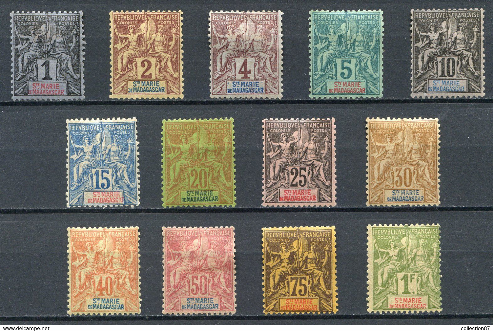 SAINTE MARIE De MADAGASCAR < Yvert N° 1 à 13 * < 13 Valeurs Serie Complète Neuf Ch. * MH * Cote 470 € - Unused Stamps