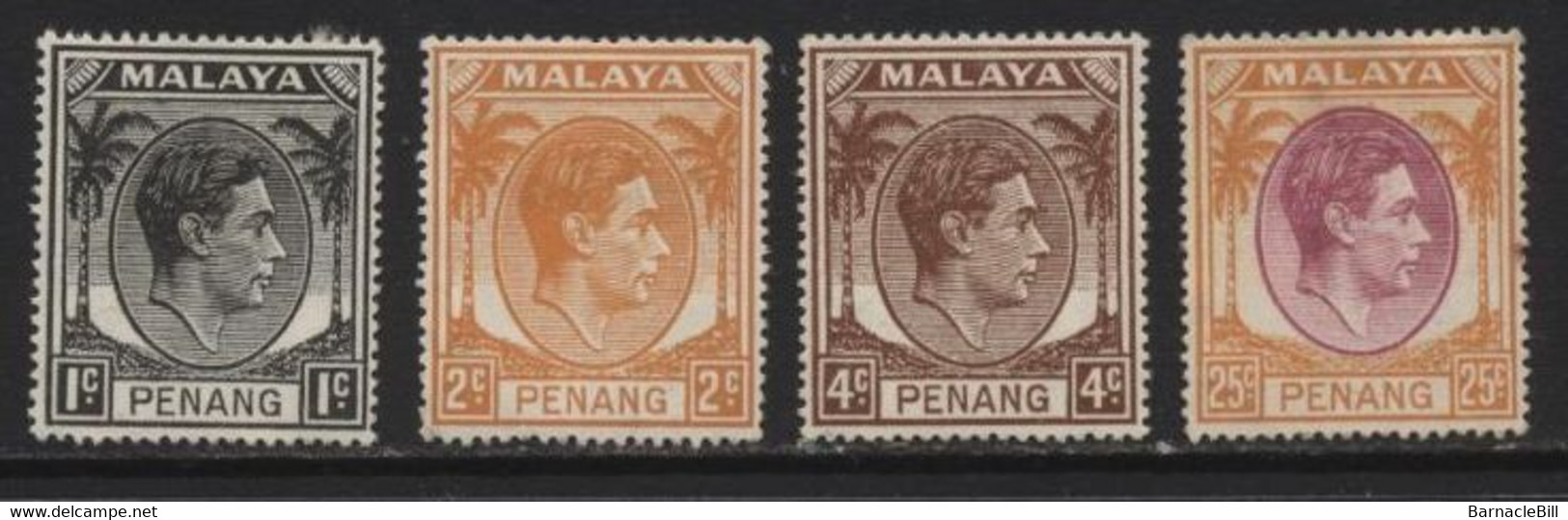Penang (02) 1949 King George VI . 4 Values. Unused. Hinged. - Penang