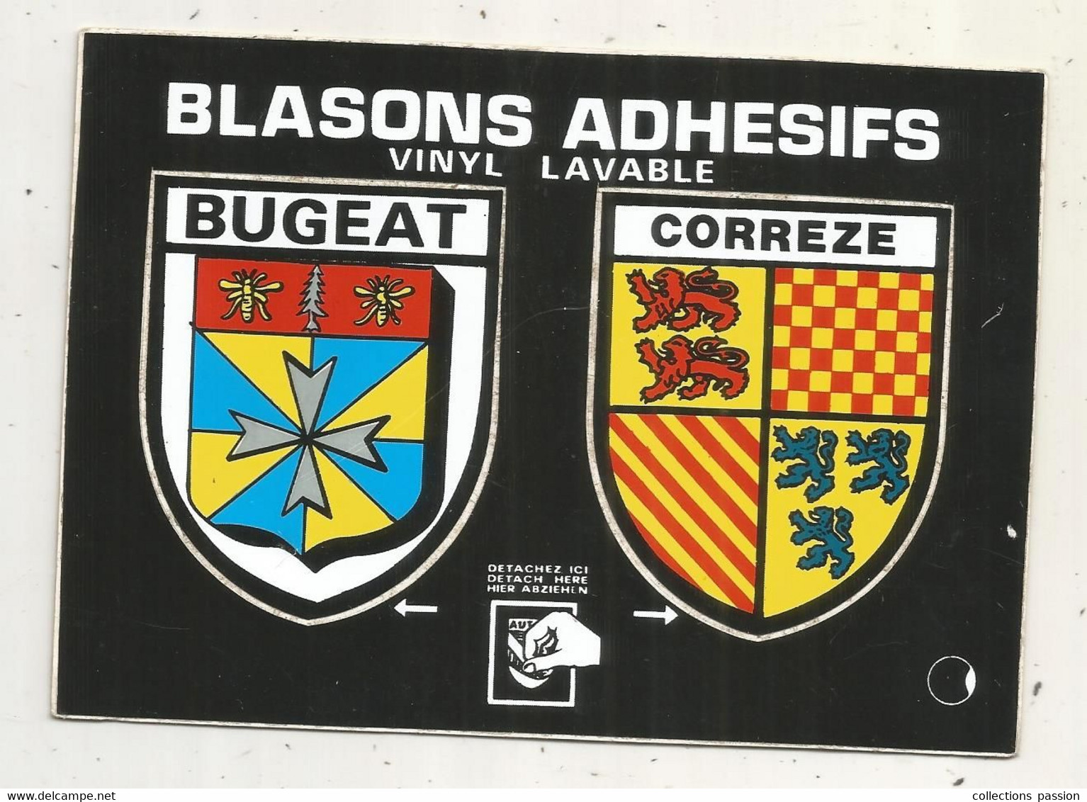 Cp , Carte à Système,  Blasons Adhésifs , Vinyl Lavable,19, CORREZE,  BUGEAT,  Vierge - A Systèmes