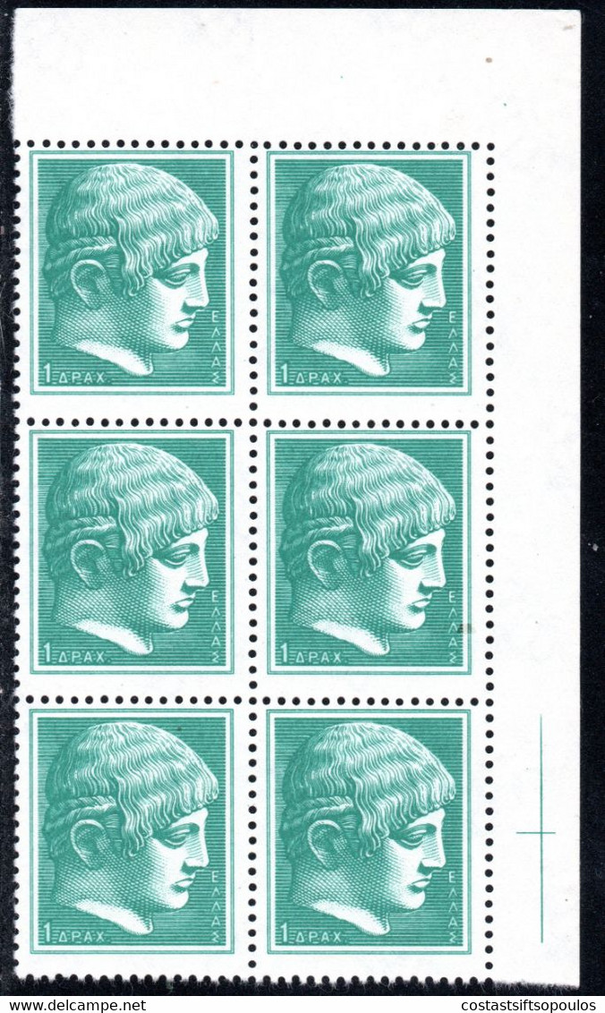 1430.GREECE.1955 ANCIENT ART 1 DR.YOUTH,VERY NICE MIRROR PRINT,MNH BLOCK OF 6.FREE SHIPPING - Varietà & Curiosità