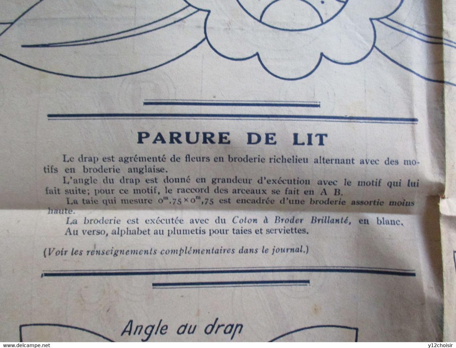 ABECEDAIRE POUR SERVIETTES ET NAPPES PLUMETIS COTON A BRODER + PARURE DE LIT   EXTRAIT REVUE MON OUVRAGE 1939 - Patrons