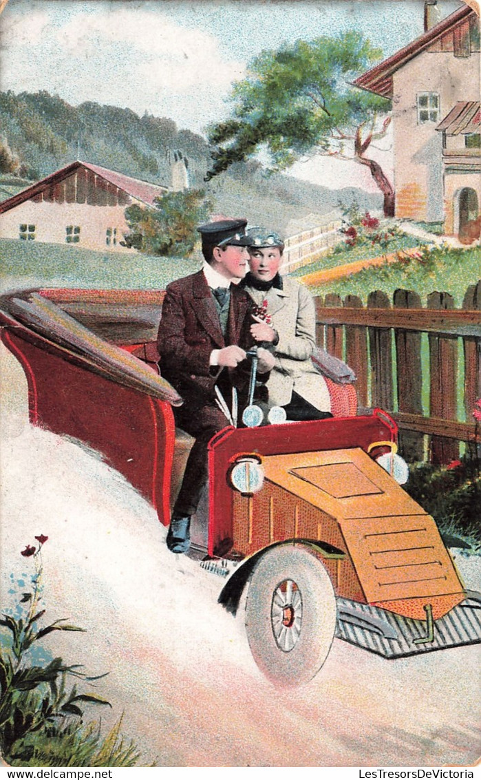 Couple - Couple Dans Une Automobile - Colorisé - Oblitéré Anvers 1910  - Carte Postale Ancienne - Paare