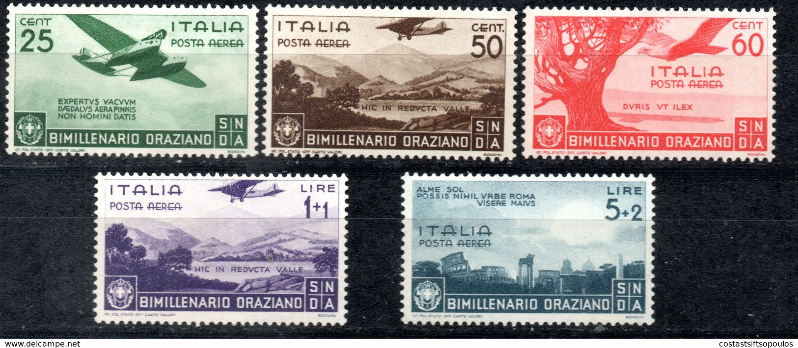 1432. ITALY. 1936 HORATIUS,HORACE # C84- C88 MNH, C87,C88 INVERTED WATERMARK.FREE SHIPPING BY REGISTERED MAIL. - Marcofilie (Luchtvaart)